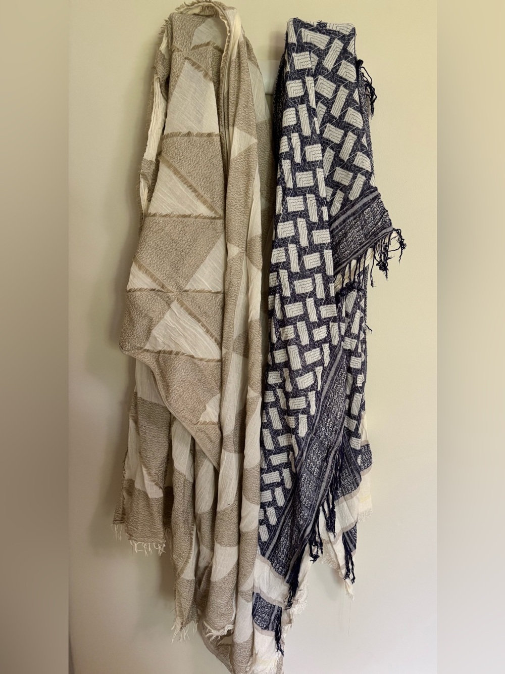Scarves Bohemian Lightweight Neutral and Navy (Set of 2)